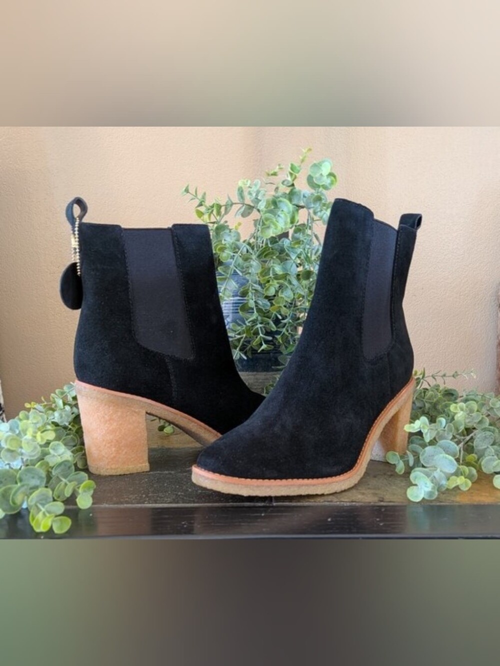NWT! Lauren Ralph Lauren Women's BLACK Suede Pull-On Dress Booties Size 9.5